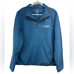 L.L.Bean Sweater Fleece Pullover Size Large Slightly Fitted Blue with Bank Logo